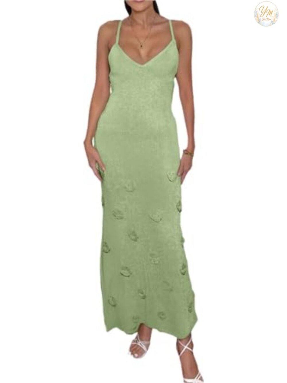 Knit Maxi Dress Spaghetti Strap Bodycon Backless Swim Cover Up